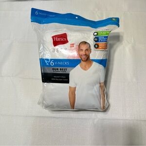 Hanes Men's White V-Neck T-Shirts - 6 Pack